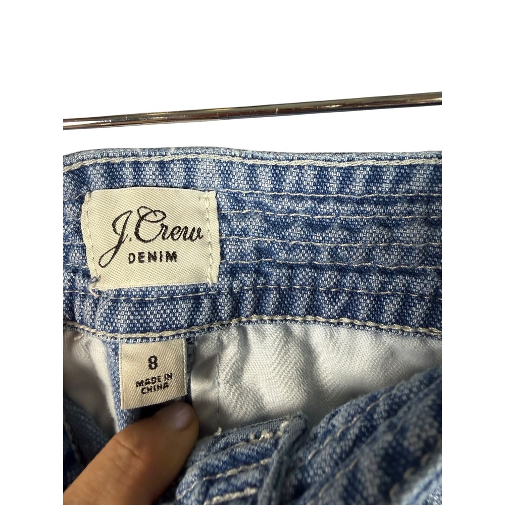 J.Crew Denim Women Light Wash High Rise Utility Patch Pocket Jean Shorts Size 8 - Picture 3 of 6